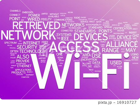 Wi-Fi word cloud illustration. Graphic tag collection Wi-Fi word cloud illustration. Graphic tag collection 16910727