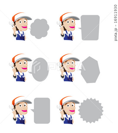 Set of smile mechanic cartoon wrench in hand  16911930