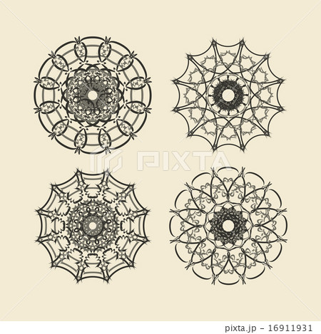 Round ornament set. Circle and floral ornament linear vector illustration. Logo design template. 16911931