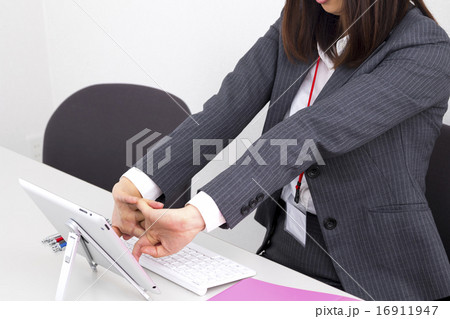 Female Office Lady Business Fatigue Stretch Stock Photo