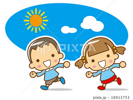 走る かわいい園児のイラスト素材 16913753 Pixta