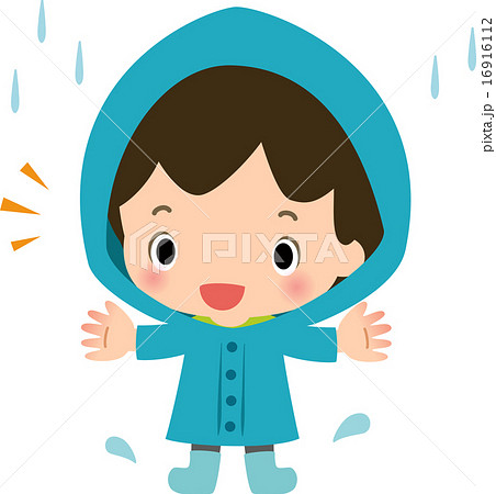 レインコートを着た男の子のイラスト素材