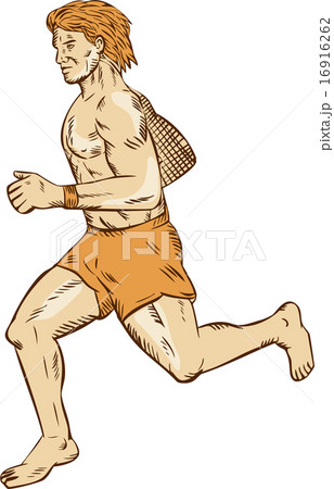 Barefoot Runner Running Side Etching 16916262