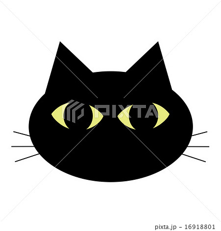 丸顔の黒猫のイラスト素材