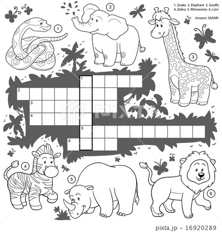 Vector colorless crossword about safari animals Vector colorless crossword about safari animals 16920289