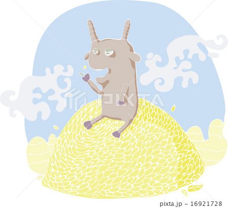 Cute vector goat on the stack with dandelion. Cute vector goat on the stack with dandelion. 16921728