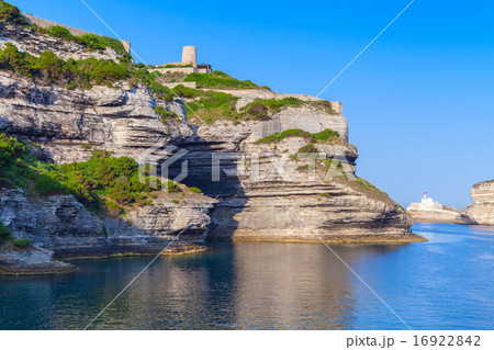 Rocky cliffs with old fort of Bonifacio, Corsica 16922842
