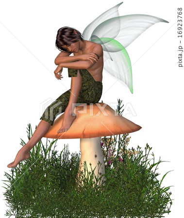 Fairy Boy Sitting on a Toadstool 16923768