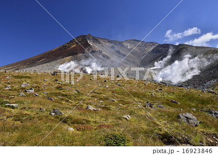 噴煙上げる大雪山・旭岳／北海道　東川町 16923846