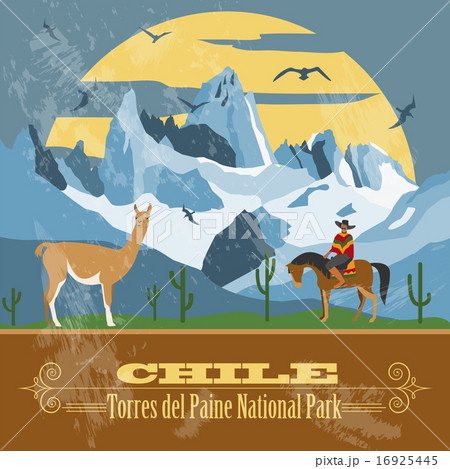 Chile landmarks. Retro styled image. 16925445