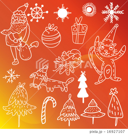 Cute winter collection on abstract background.  16927107