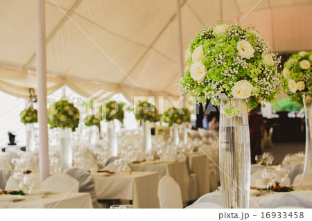 wedding set up in garden inside beach 16933458