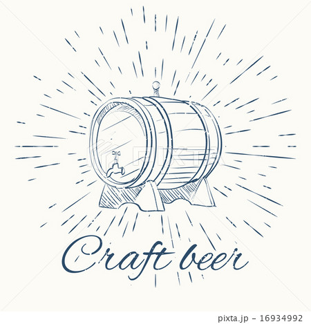 beer barrel and vintage sun burst frame. craft emblem beer barrel and vintage sun burst frame. craft emblem 16934992