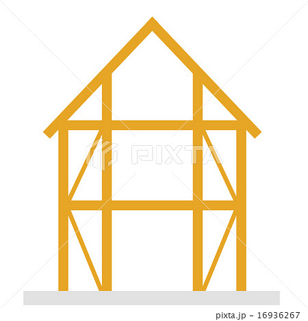 建築中の木造の家のイラスト素材