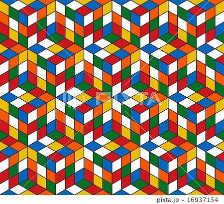 Magic Cube Retro 80s Pattern Backgroundのイラスト素材