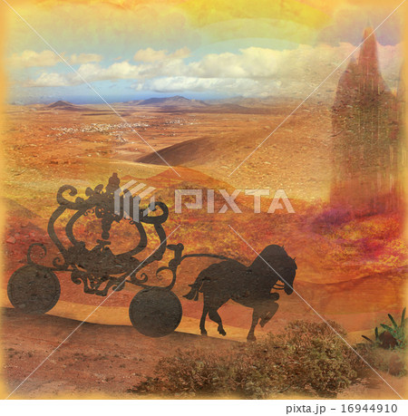 horse carriage and a medieval castle 16944910