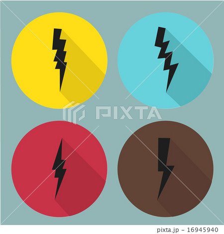 Flat lightning symbols set. Vector. 16945940
