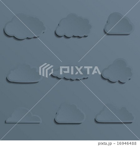 Set of a paper cut clouds. Stylish. With shadow. 16946488