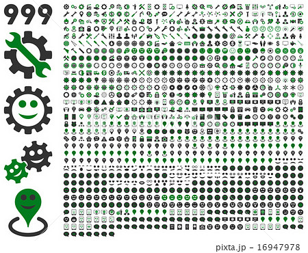 999 tools, gears, smiles, map markers, mobile icons. 16947978