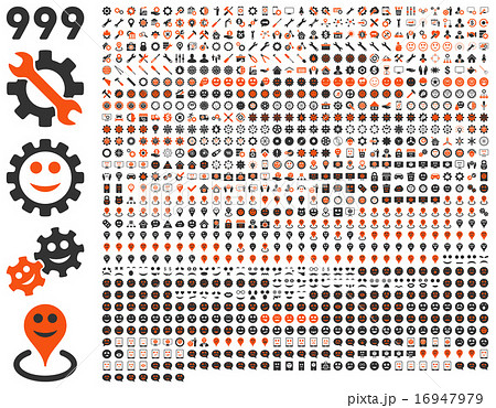 999 tools, gears, smiles, map markers, mobile icons. 16947979