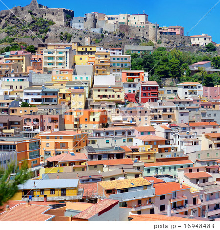 Colorful houses and a castle of Castelsardo town 16948483