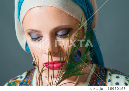 Portrait of beautiful woman wearing turban Portrait of beautiful woman wearing turban 16950163