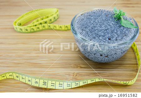 Concept of gelatinous basil seeds for weight loss Concept of gelatinous basil seeds for weight loss 16951582