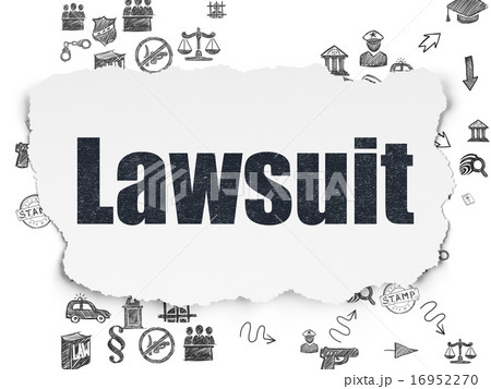 Law concept: Lawsuit on Torn Paper background 16952270