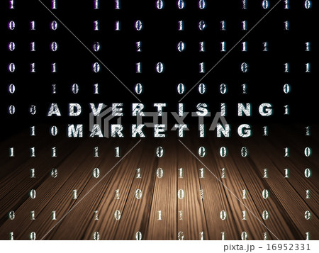 Finance concept: Advertising Marketing in grunge dark room 16952331