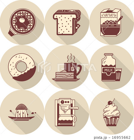 Morning breakfast brown vector icons set Morning breakfast brown vector icons set 16955662