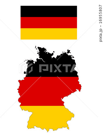 ドイツ地図と国旗のイラスト素材