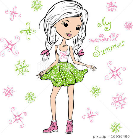 Vector fashion cute happy girl 16956490