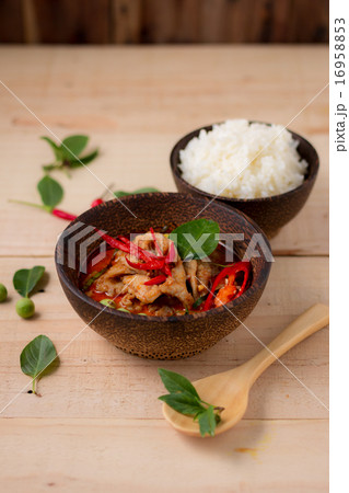 spicy chicken curry with rice,popular Thai food 16958853