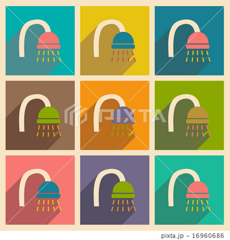Flat with shadow concept and mobile application shower 16960686