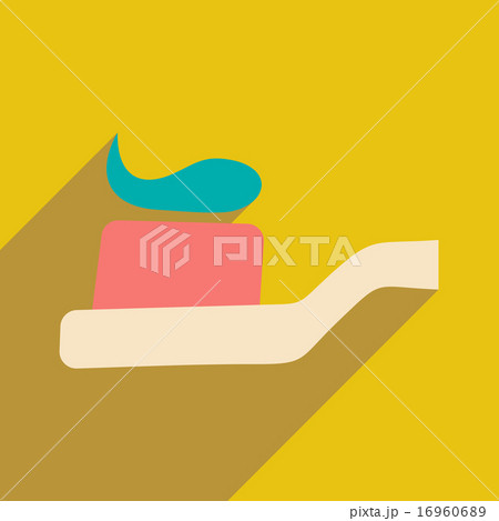 Flat with shadow icon and mobile application toothbrush head 16960689