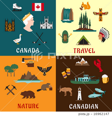 Canadian travel and nature flat icons 16962147