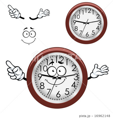 Cartoon wall clock with brown rim 16962148