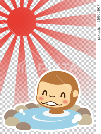 Monkeys enjoying the sunrise hot spring 16963607
