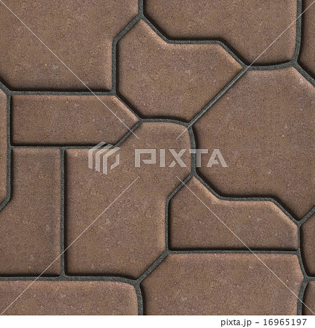 Brown Paving Slabs of the Figures Various Shapes that Mimic Natural Stone. Brown Paving Slabs of the Figures Various Shapes that Mimic Natural Stone. 16965197