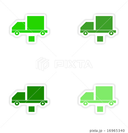 assembly realistic sticker design on paper delivery box trucks 16965340