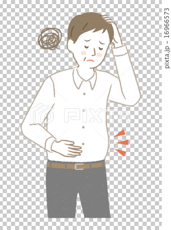 お腹の脂肪に悩む男性イラスト 16966573
