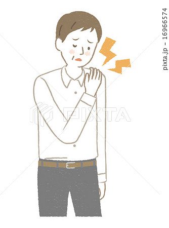 肩こりに悩む男性イラストのイラスト素材