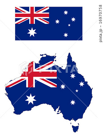 オーストラリア地図と国旗のイラスト素材 16970758 Pixta