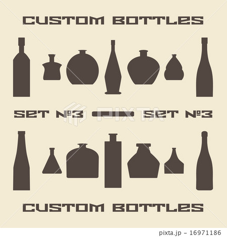 Different bottle types silhouette icon set. Different bottle types silhouette icon set. 16971186