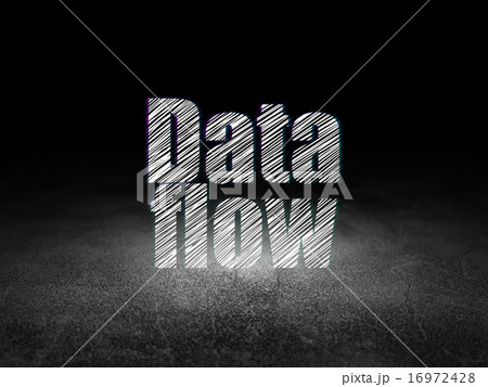 Data concept: Data Flow in grunge dark room 16972428