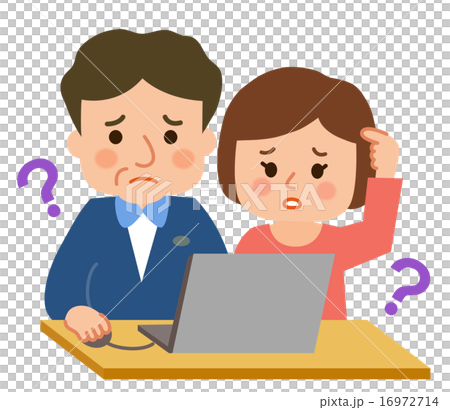 中年夫婦パソコン見て困る 16972714