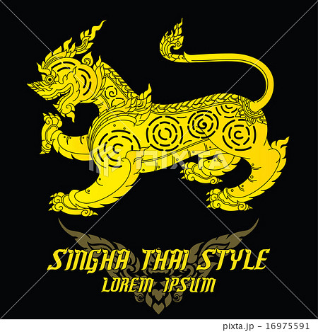 Thai art lion or sigha. Detailed vector eps 10 16975591