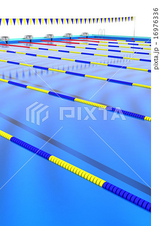 プールに浮かぶコースロープのイラスト素材