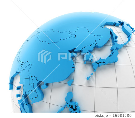 Globe of Asia with national borders 16981306