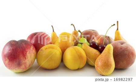 Fresh fruit arranged on white background Fresh fruit arranged on white background 16982297
